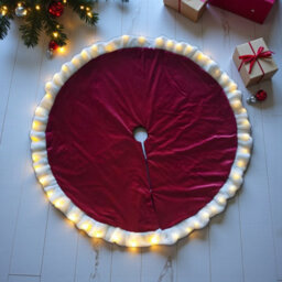 Light Up Red Velvet Tree Skirt - thumbnail 2