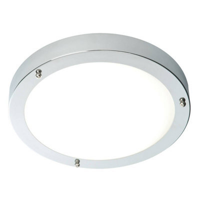 Luminosa Lighting Luminosa Portico Bathroom Flush Ceiling Light Chrome, Frosted Glass Ip44, E27 - image 1