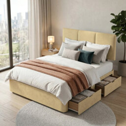 Adore Designs Alton Plush Velvet Divan Bed, Headboard - 6Ft Super King - Coffee - 2 Drawers Foot End - thumbnail 2