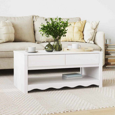 "Berkfield Coffee Table ""drammen"" White 99X55X45 Cm Solid Wood Pine" - image 1