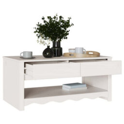 "Berkfield Coffee Table ""drammen"" White 99X55X45 Cm Solid Wood Pine" - thumbnail 3