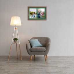 AK Frames 20X14 Walnut Modern Multi Photo Frame With Emerald Mount - Holds 2 Apertures (2X) A4 Photos - thumbnail 3