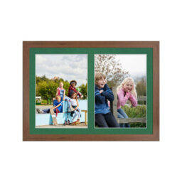 AK Frames 20X14 Walnut Modern Multi Photo Frame With Emerald Mount - Holds 2 Apertures (2X) A4 Photos