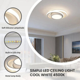 Modern 32W Led Ceiling Lihgt Rond Natural White 4500K Chandelier Bedroom Kitchen - thumbnail 9