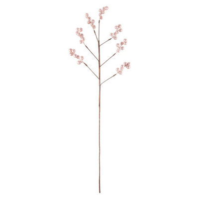 Glitter Berry Pick Christmas Decoration Ornament X 1 73Cm Rose Gold - image 1