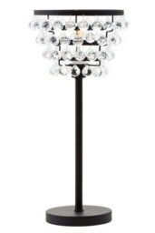 Orsina Clear Crystal Table Lamp With Black Metal Frame, Elegant Crystal Beaded Table Lamp For Living Room - thumbnail 1