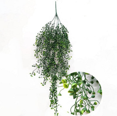One Plus One 2Pcs Artificial Hanging Flower Plant Faux Rattan Willow Flower Vine Home Garden Artificial Wall Decoration (Green) - image 1