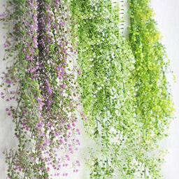 One Plus One 2Pcs Artificial Hanging Flower Plant Faux Rattan Willow Flower Vine Home Garden Artificial Wall Decoration (Green) - thumbnail 5