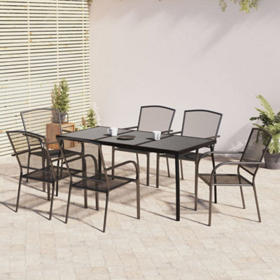 Berkfield 7 Piece Garden Dining Set Anthracite Steel
