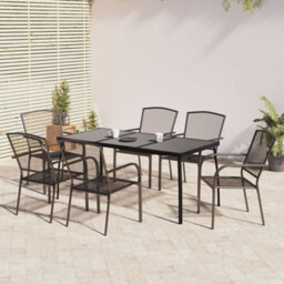 Berkfield 7 Piece Garden Dining Set Anthracite Steel - thumbnail 1