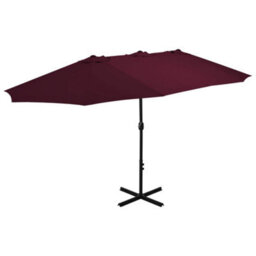 Berkfield Outdoor Parasol With Aluminium Pole 460X270 Cm Bordeaux Red - thumbnail 1