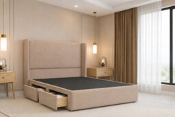 "Nexus Portofino Plush Divan, Pebble, 54"" Winged Hb, 2 Drawers Foot-End, Open Coil Mattress, Double" - thumbnail 4