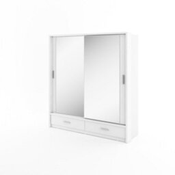 Arte Lux Xxiv-  Mirrored Sliding Door Wardrobe (H2150mm W2000mm D630mm) With Drawers And Led Lighting - White - thumbnail 2