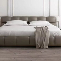 Stratus Interiors Cubed Mini Ambassador Upholstered Platform Bed Frame - Low Headboard, Modern Cube Design, Non-Storage - King - thumbnail 4
