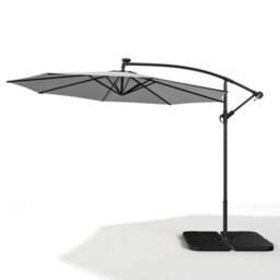 Living And Home 3M Led Lighted Large Garden Cantilever Patio Parasol Sun Shade Banana Umbrella Crank Tilt With 2 Bases Set, Light Grey - thumbnail 6