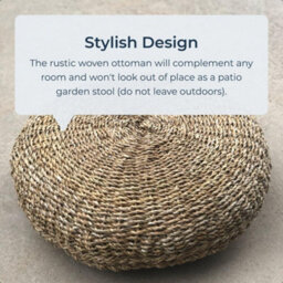 idooka Flat Footstool Pouffe Lightweight Living Room Soft Furnishings Home Decor Jute Rest Foot Stool - thumbnail 4
