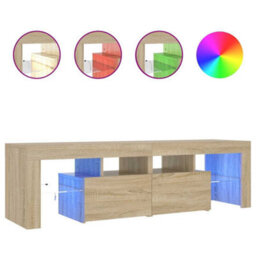 Walplus Tv Cabinet With Led Lights Sonoma Oak 140X36.5X40 Cm - thumbnail 2