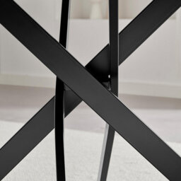 Furniturebox Uk Leonardo Black Top Dining Table & 4 Halle Cream Fabric Chairs - thumbnail 5