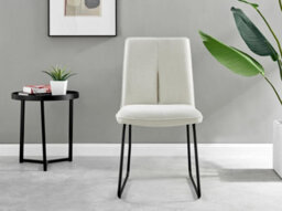 Furniturebox Uk Leonardo Black Top Dining Table & 4 Halle Cream Fabric Chairs - thumbnail 8