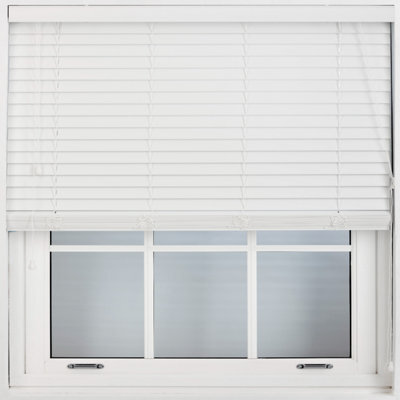 Furnished Faux Wood Venetian Blinds - White 50mm Slats Trimmable Blinds For Windows And Doors  (W)225Cm (L)210Cm - image 1