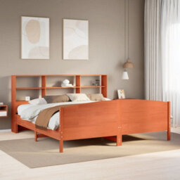 Berkfield Bookcase Bed Without Mattress Wax Brown 180X200 Cm Super King Solid Wood Pine - thumbnail 1