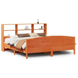 Berkfield Bookcase Bed Without Mattress Wax Brown 180X200 Cm Super King Solid Wood Pine - thumbnail 2