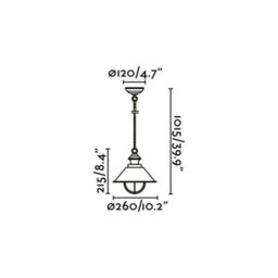 Luminosa Lighting Luminosa Nautica 1 Light Small Outdoor Ceiling Pendant Light Clear, Rust Brown, E27 - thumbnail 2