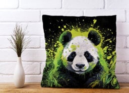 Warren Reed Designer Green Splashart Panda Face Cushions 45Cm X 45Cm - thumbnail 2