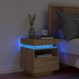 Berkfield Bedside Cabinet With Led Lights Sonoma Oak 40X39X48.5 Cm - thumbnail 1