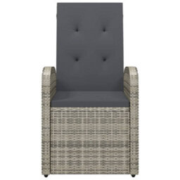 Reclining Garden Chairs With Cushions 2 Pcs Grey Poly Rattan - thumbnail 4