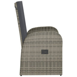 Reclining Garden Chairs With Cushions 2 Pcs Grey Poly Rattan - thumbnail 5