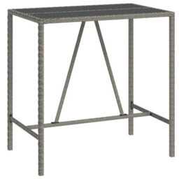 Berkfield 5 Piece Garden Bar Set Grey Poly Rattan& Solid Wood Acacia - thumbnail 5