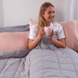 Ohs Weighted Blanket Quilted, Silver Grey, 150 X 200 Cm - 8Kg