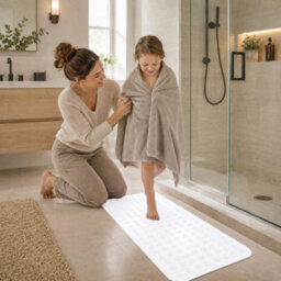 Oxford Homeware Suction Cups Gripper Shower Bath Mat Machine Washable Anti Mould And Mildew Bathroom Mat (White, 40X100Cm) - thumbnail 2