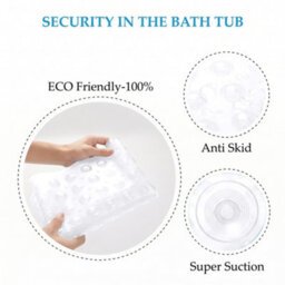 Oxford Homeware Suction Cups Gripper Shower Bath Mat Machine Washable Anti Mould And Mildew Bathroom Mat (White, 40X100Cm) - thumbnail 3