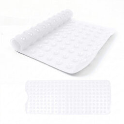 Oxford Homeware Suction Cups Gripper Shower Bath Mat Machine Washable Anti Mould And Mildew Bathroom Mat (White, 40X100Cm) - thumbnail 1