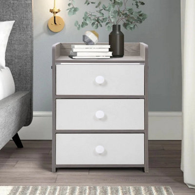 3 Drawers Narrow Wood Bedroom Bedside Table Cabinet Furniture Storage Nightstand - image 1