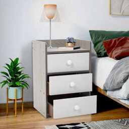 3 Drawers Narrow Wood Bedroom Bedside Table Cabinet Furniture Storage Nightstand - thumbnail 4