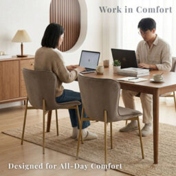 Evre Taupe Velvet Dining Chairs Set Of 2 With Bronze Colour Metal Frame For Dining Rooms, Kitchen & Bedroom. - thumbnail 9