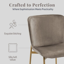 Evre Taupe Velvet Dining Chairs Set Of 2 With Bronze Colour Metal Frame For Dining Rooms, Kitchen & Bedroom. - thumbnail 3