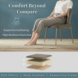 Evre Taupe Velvet Dining Chairs Set Of 2 With Bronze Colour Metal Frame For Dining Rooms, Kitchen & Bedroom. - thumbnail 6