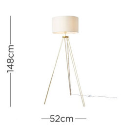 Valuelights Aero Modern Gold Hairpin Design Tripod Floor Lamp With Beige Drum Shade - Includes 6W Led Gls Bulb 3000K Warm White - thumbnail 6