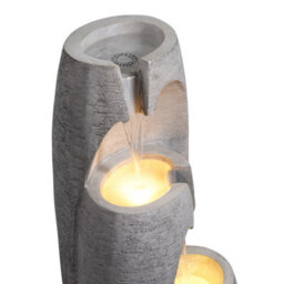 Teamson Home Garden Outdoor Water Feature, Modern 3-Tier Cascading Urn Water Fountain, With Led Lights, Grey - thumbnail 6