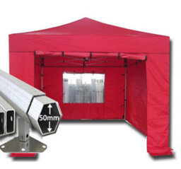 Crocodile Trading 3M X 3M Extreme 50 Commercial Instant Shelter Pop Up Gazebos Frame, Canopy & Sides - Red