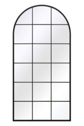 Mirroroutlet The Fenarc Black Metal Framed Arched Window Wall Mirror 180Cm X 90Cm - thumbnail 2