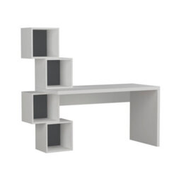 Decortie Balance Modern Desk White, Anthracite Grey With Shelves 153.5(W)Cm - thumbnail 2