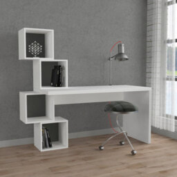 Decortie Balance Modern Desk White, Anthracite Grey With Shelves 153.5(W)Cm - thumbnail 4