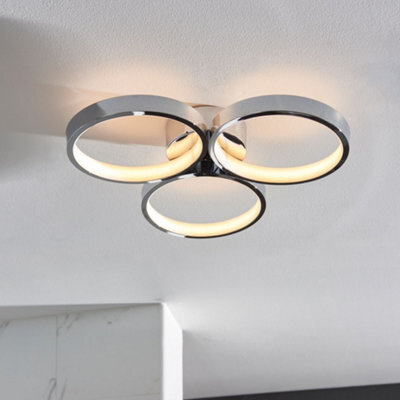 Luminosa Lighting Luminosa Radius Modern Designer Round Led Semi Flush Ceiling Light Chrome, Warm White, Ip44 - image 1