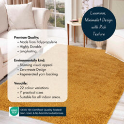 Desire Rugs Plain Living Room Shaggy Area Rugs Gold 60X110 Cm - thumbnail 3