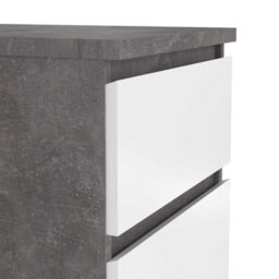 Wyld Haus Budapest Concrete-Effect Narrow Chest Of Drawers, 5-Drawer White Gloss - thumbnail 7